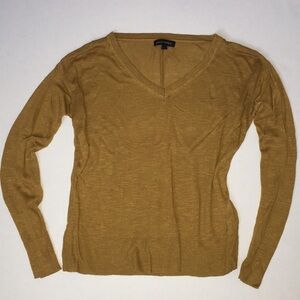 Banana Republic V-Neck Sweater XS | Linen Blend | Mustard Yellow